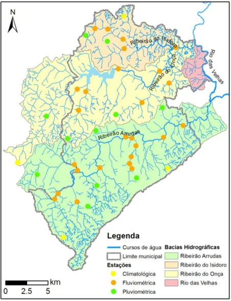 Figura 2: Estações de monitoramento hidrológico da Sudecap e bacias hidrográficas de Belo Horizonte 
