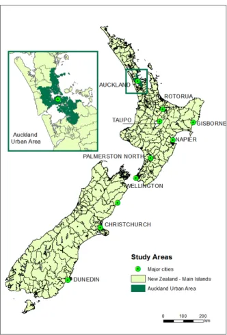 Figure 2 - The Study Area: location of Auckland sub region in New Zealand 