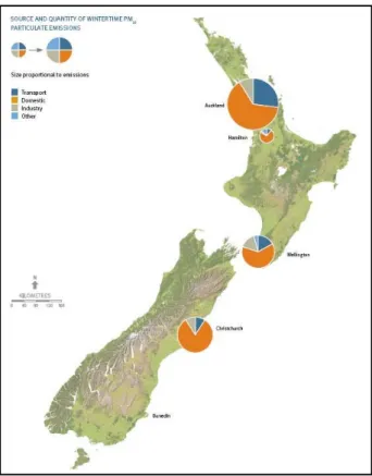 Figure 12 - PM 10  emissions at New Zealand´s main population centers 
