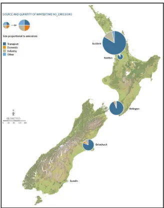 Figure 13 - NO 2  emissions in New Zealand´s main population centers 