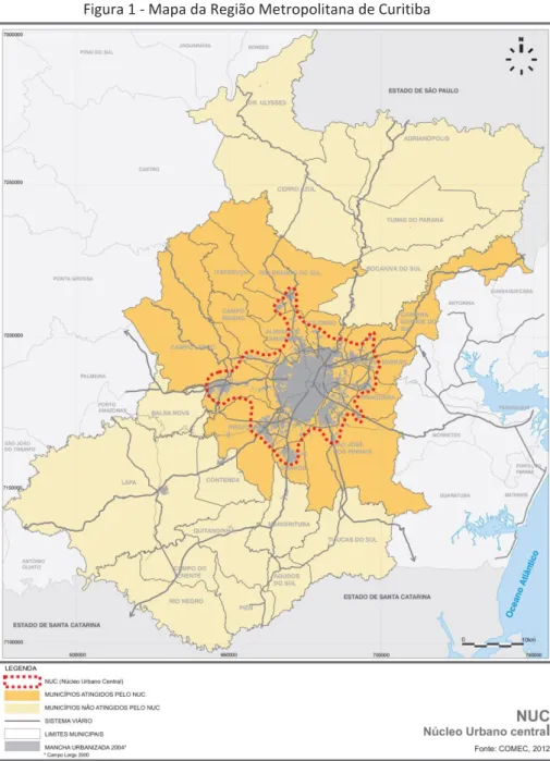 Figura 1 - Mapa da Região Metropolitana de Curitiba 