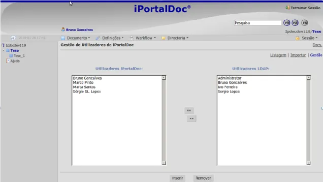 Figura 2.11 - Gestão de utilizadores no iPortalDoc 