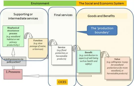 Figure 2: The Ecosystem Service Cascade. Source: Haines-Young &amp; Potschin (2013)  