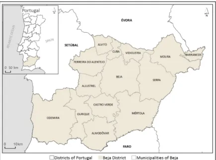 Figure 1. Location of Beja District and its Municipalities. 