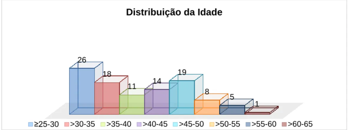 Gráfico 2 – Distribuição dos Profissionais de Saúde segundo o Grupo Etário. 