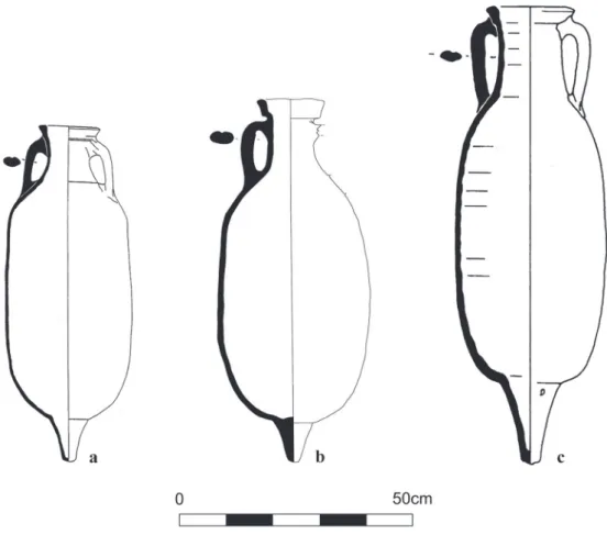 Figure 8. Comparison between Lusitana 12 (a), Lusitanian ‘Haltern 70’ (b) and the so- so-called Dressel 14 var