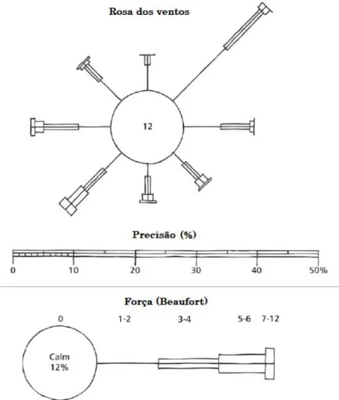 Figura 21 – Representação das observações históricas do vento num dado local, através de uma rosa dos ventos  (Cardia and Lovatelli 2015)