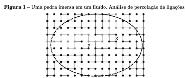 Figura 1 – Uma pedra imersa em um fluído. Análise de percolação de ligações.