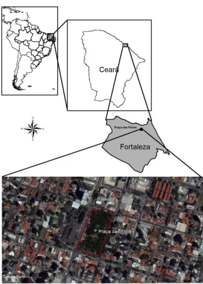 Figura 1 - Mapa de localização da Praça das Flores no município de Fortaleza, Ceará. 