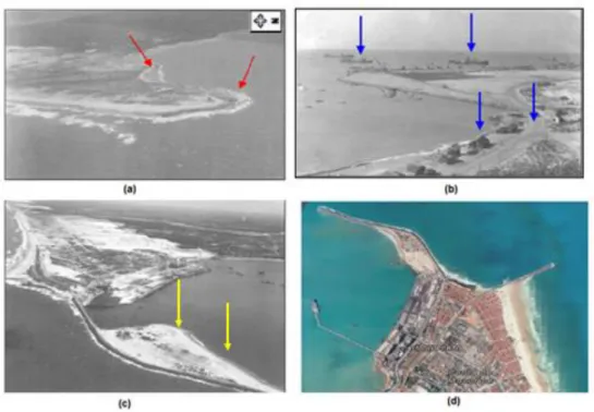 Figura 1.  Região do Mucuripe que compreende o período antes, durante e após a  construção do porto de Fortaleza
