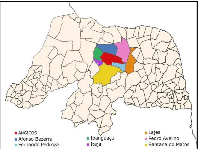Figura 1- Mapa da divisão política da Mesorregião Central do Rio Grande do Norte 