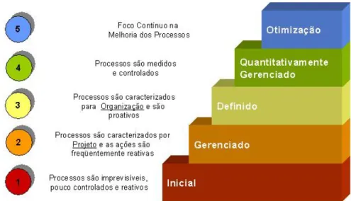 Figura 6: Cinco níveis do CMMI. Fonte: (ISD BRASIL, 2016). 