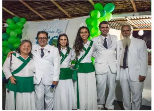 Foto 4: Daimistas vestidos de farda branca (modelo ICEFLU) no Céu do Mapiá –  2015 
