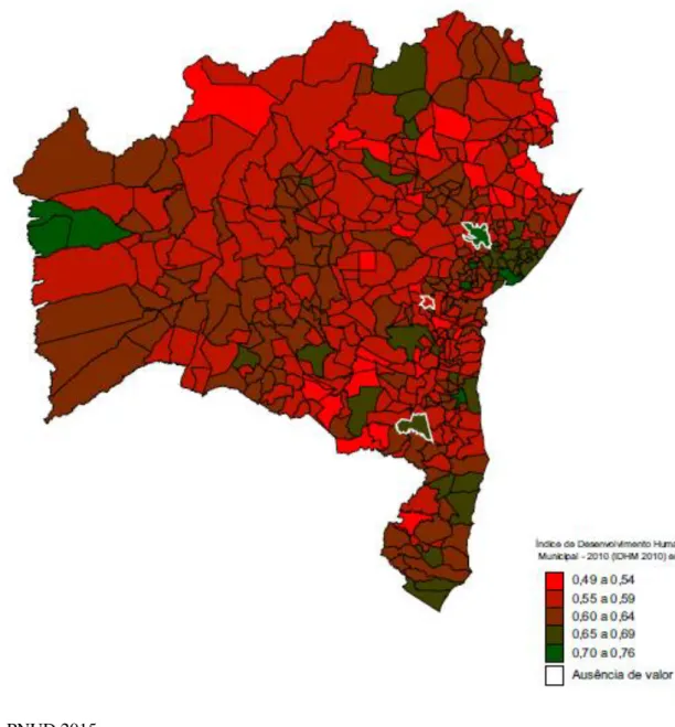 FIGURA 3 - Classificação dos municípios do estado da Bahia, segundo o IDHM 