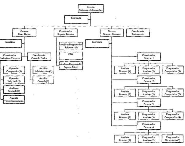 FIGURA 05  - Depto de Sistemas e Informações - fase 2 - 1987  Fonte: Financiai Division Organization Chart- Rubber Company 