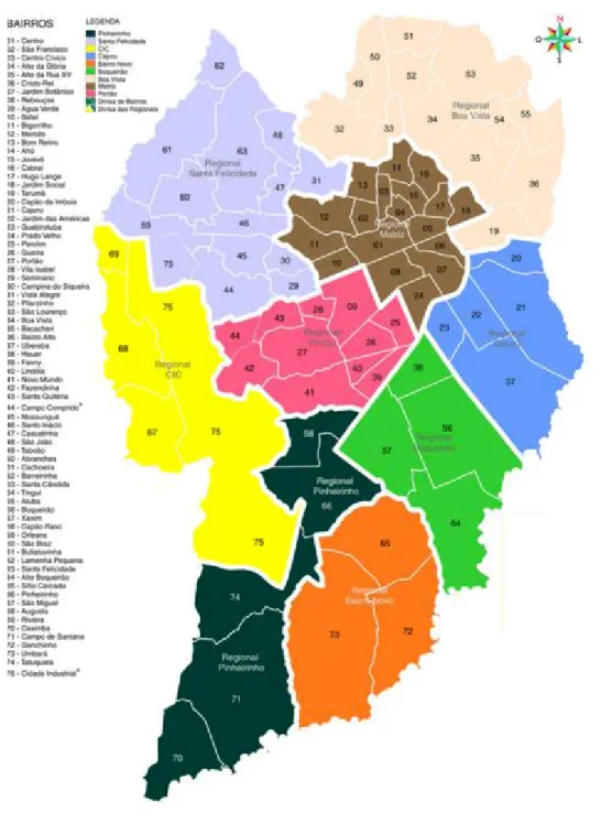 Figura 3 – Mapa das Regiões Administrativas e Bairros, 2005. 