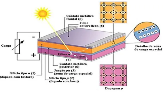 Figura 3  –  Corte transversal de uma célula Fotovoltaica 