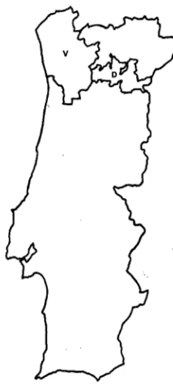 Ilustração 4.1 - Localização  geográfica das duas regiões  vitivinícolas de origem das castas 