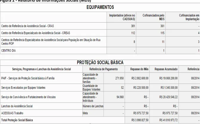 Figura 2 - Relatório de Informações Sociais (MDS) 