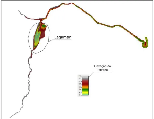 Figura 16 - Modelo de terreno para batimetria do rio Cocó e canal da Aerolândia 