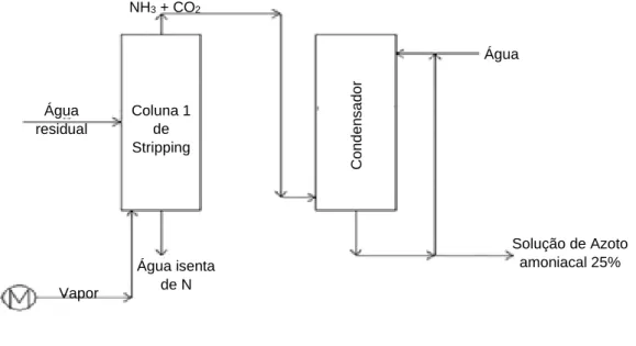 Figura 2.6 - Esquema esquemático do processo de Stripping a vácuo (Adaptado de Lema &amp; 