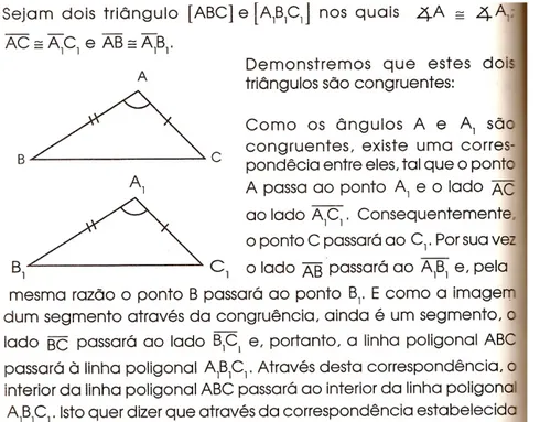 Figura 14 - Extrato da demonstração do critério LAL da congruência de triângulos usada em L 4