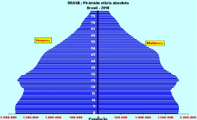Gráfico  5.  (Fonte:  IBGE.  Projeção  da  população  do  Brasil  por  sexo  e  idade  –  1980  –  2050