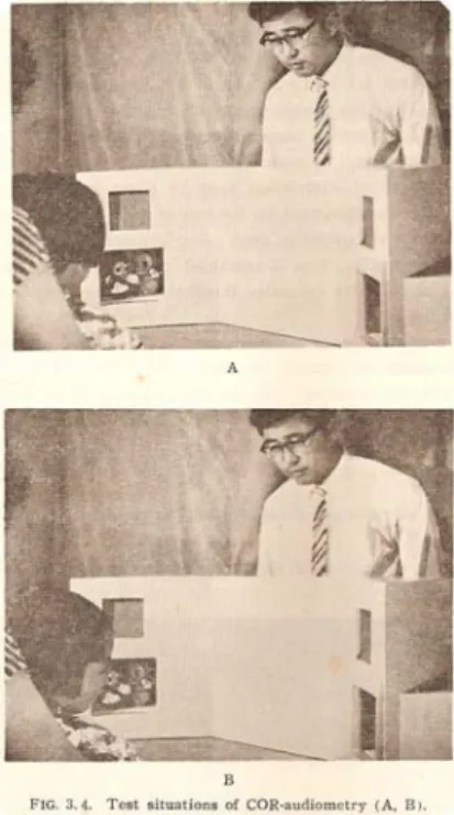 Figura 1. Ambiente de teste para a realização da audiometria condicionada do reflexo de orientação (COR)