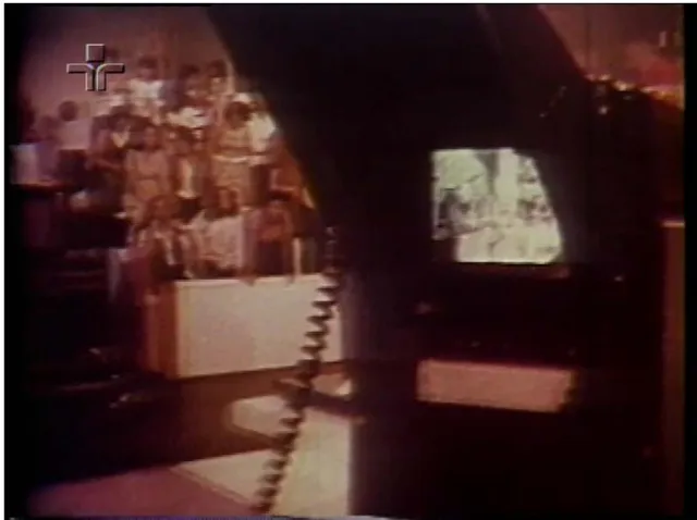 Fig. 4: O inusitado na televisão era uma das marcas dos programas do Chacrinha, que  tentava inovar com enquadramentos de câmeras diferentes