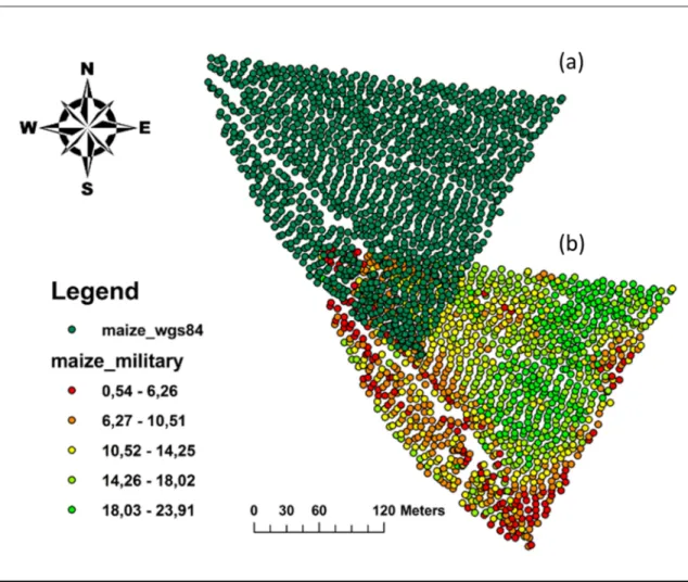 Figure 7. Maize Yield data shapefiles with a different coordinate system:  