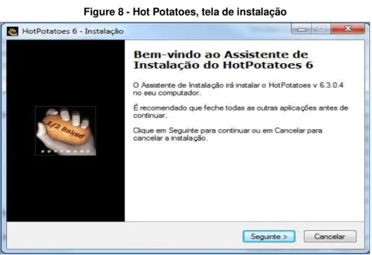 Figure 8 - Hot Potatoes, tela de instalação 