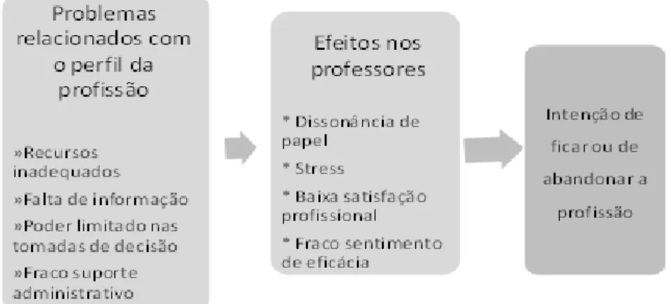 Figura 3. Efeitos da profissão - Modelo conceptual (baseado em Gersten et al. 2001)                                                   