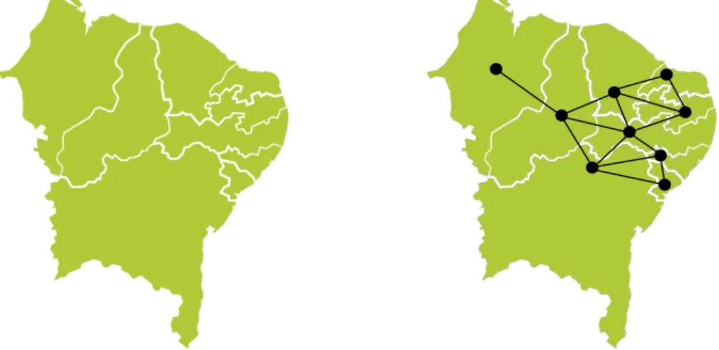 Figura 1 – Exemplo de representa¸c˜ao estrutural do mapa do Nordeste Brasileiro