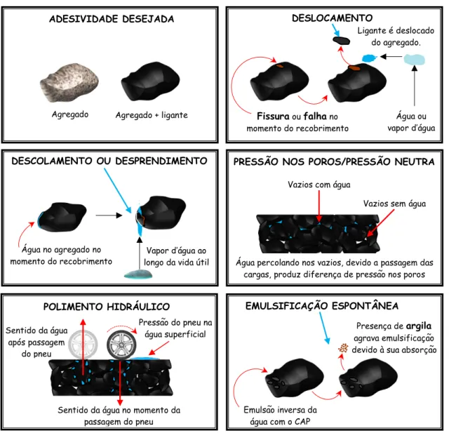 Figura 18 – Mecanismos que afetam a adesividade pela ação da água 