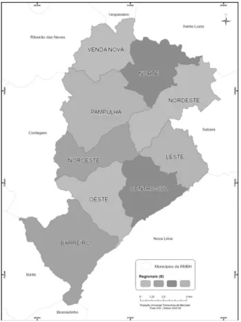 FIGURA 1 - Divisão das regionais administrativas de Belo Horizonte/MG. 