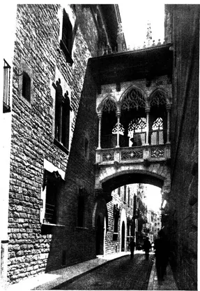 Figure 5. Neo-Gothic bridge designed by Joan Rubió in 1928. Picture published in Barcelona  Atracción in 1934.