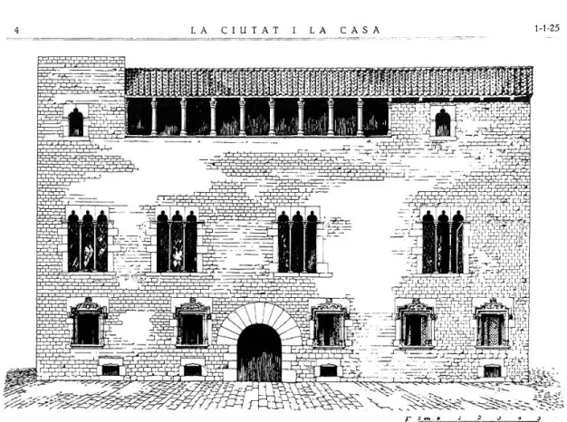 Figure 1: Ideal model of a Catalan House. Drawing by Jeroni Martorell for the restauration of  Padellàs House, 1924