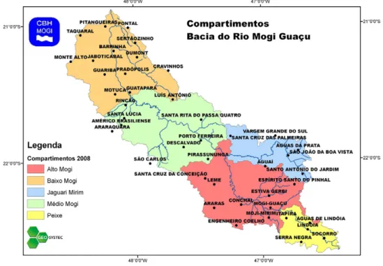 FIGURA 9 - Unidade de Gerenciamento de Recursos Hídricos do Rio Mogi-Guaçu  FONTE: CBH – MOGI (2012) 