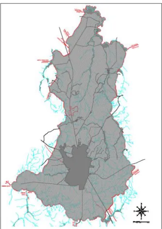 FIGURA 5: Ilustração esquemática do macrozoneamento do município do São Carlos (SP) – em cinza  escuro encontra-se representada a Macrozona Urbana e em cinza claro a Macrozona de Uso 