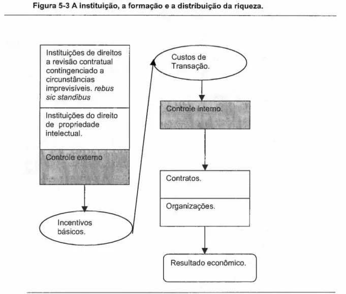 Figura 5-3 A instituição, a formação e a distribuição da riqueza.