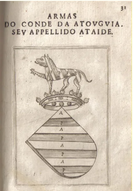 Fig. 4: Armas de Ataídes, dos condes de Atouguia,   nos Tropheos Lvsitanos do padre António Soares de Albergaria