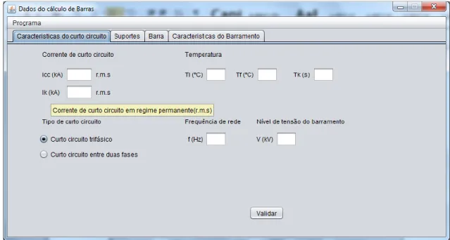 Figura 4.4- Interface gráfica (introdução de dados) 