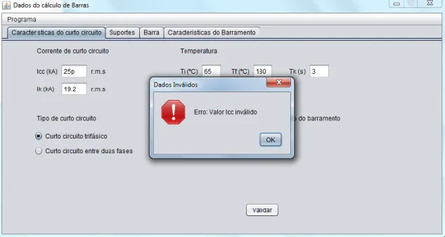 Figura 4.5- Erro na introdução de dados na interface 