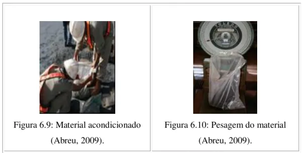Figura 6.8: Acondicionando o  material (Abreu, 2009). 