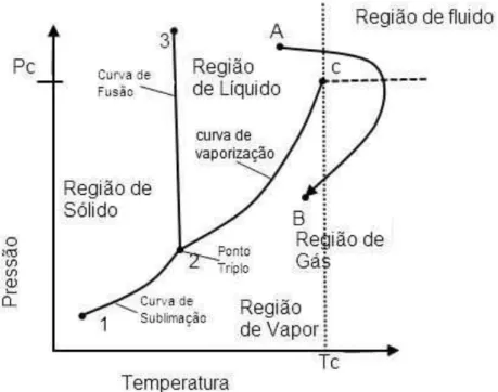 Figura 2. 1 Diagrama de Pressão-temperatura para uma substância pura 