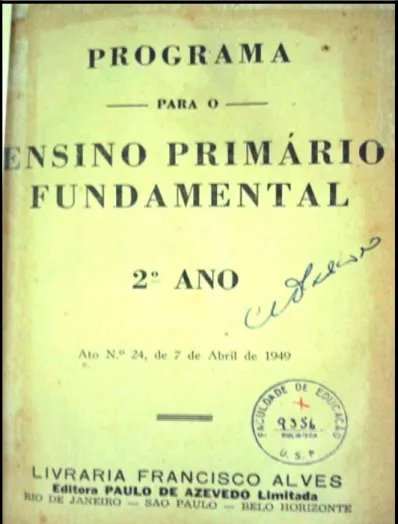 Figura 7 - Contra Capa do Programa do Ensino Primário-1949. 