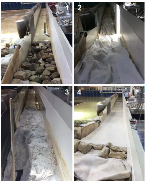 Fig. 4.10 - Sequência construtiva da praia de areia utilizada nos ensaios do SWED-Block