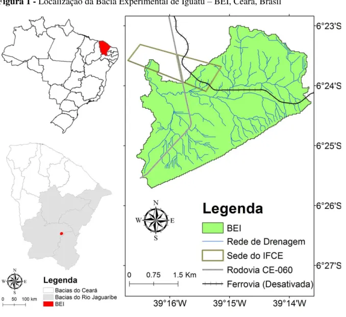 Figura 1 - Localização da Bacia Experimental de Iguatu – BEI, Ceará, Brasil 