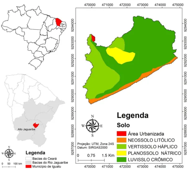 Figura 8  –  Mapa de solos da Bacia Experimental de Iguatu – BEI, Ceará, Brasil 