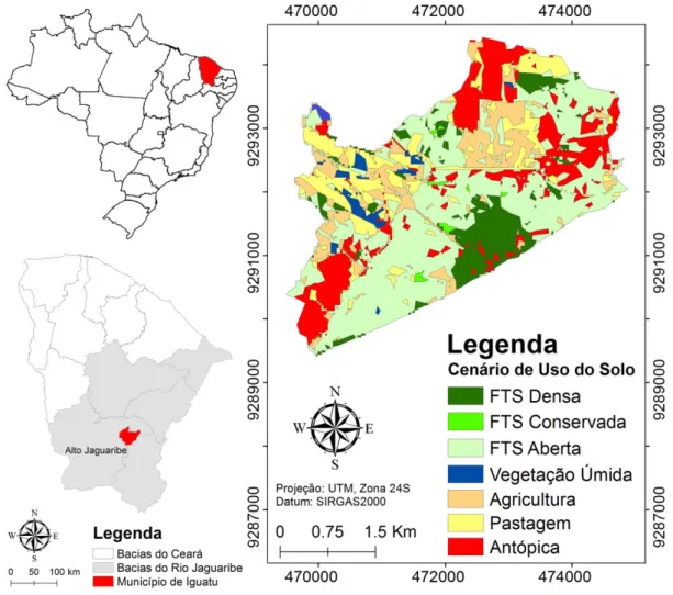 Figura 9  –  Mapa de uso e ocupação do solo da Bacia Experimental de Iguatu  – BEI, Ceará,  Brasil 